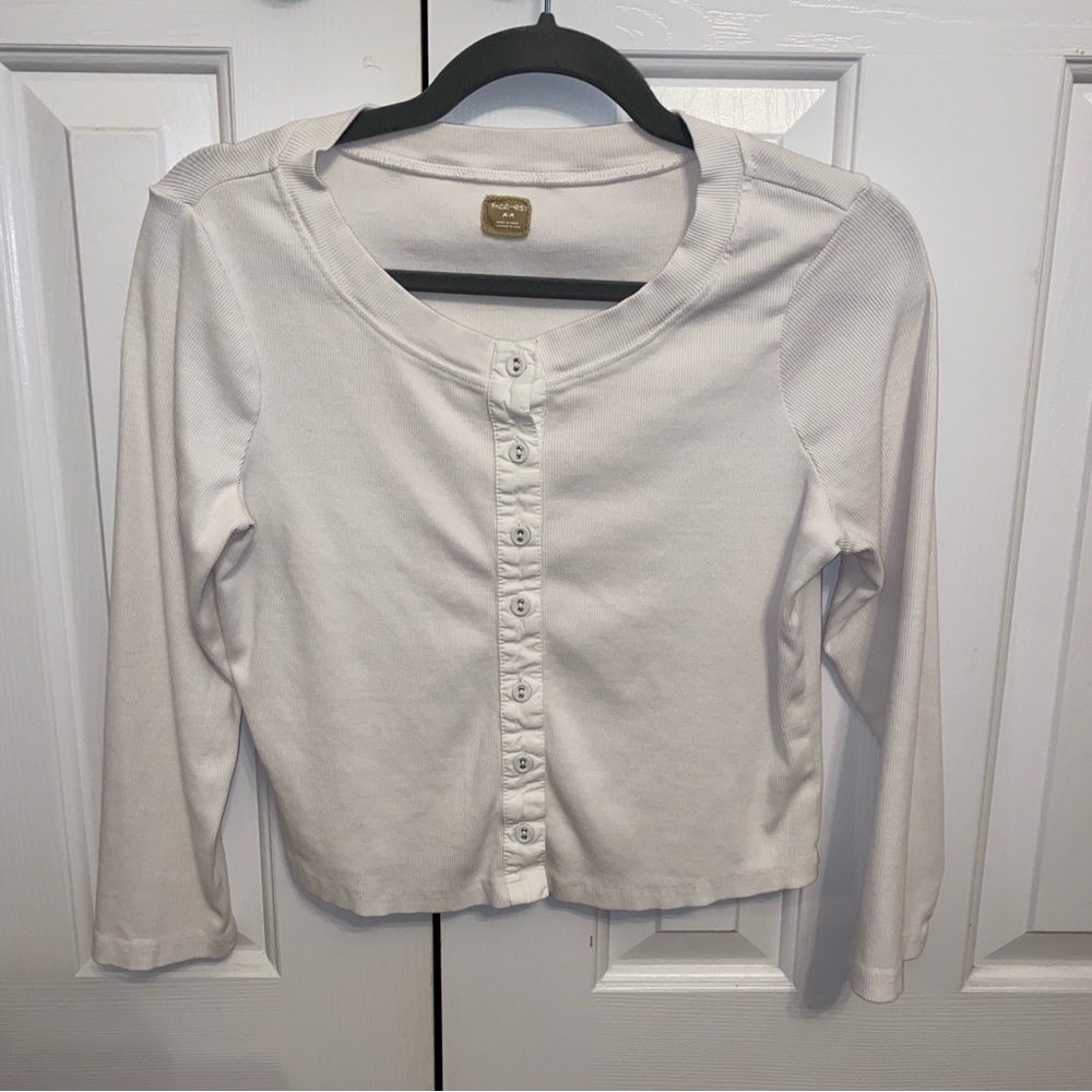 Free People Perfect Tones Set with Midi Skirt and Button Up Cardigan in Ivory - Picture 8 of 12